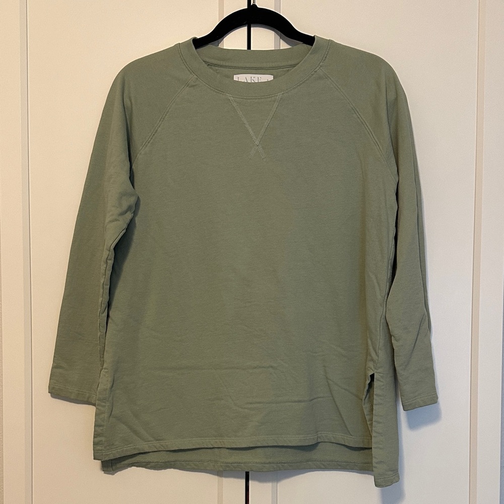 LAKE Cotton Tunic Sweatshirt in Moss